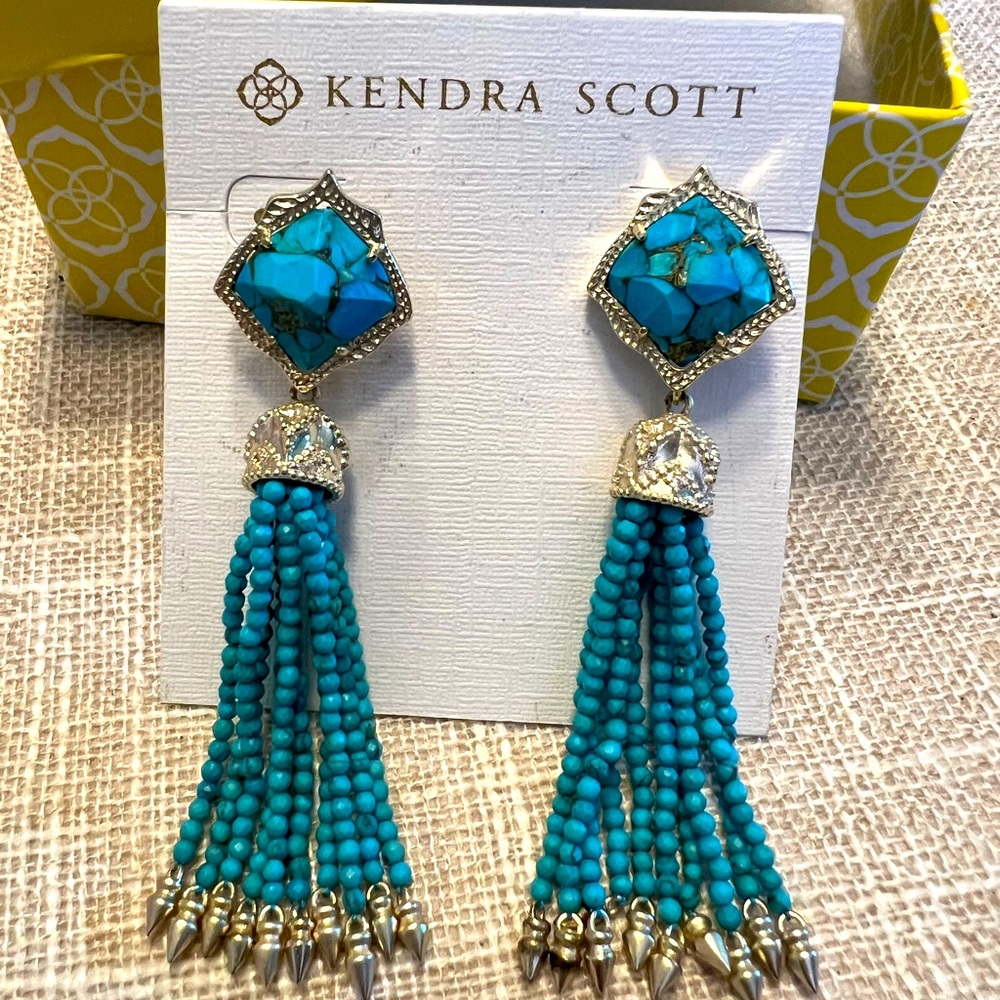 KS aqua marine dangle earrings.